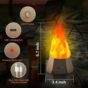 Luz nocturna con forma de llama para Halloween, con 3 modos de destello, carga USB, lámpara decorativa para exteriores, camping, jardín, paisaje, luz navideña - Product Image 3