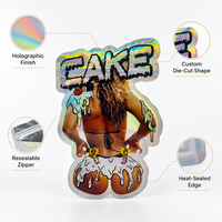 Emballage et impression personnalisés de 3.5g sacs holographiques en mylar découpés avec une fermeture à glissière pour sacs de 3.5g 7g 28g emballage en plastique de fleurs
