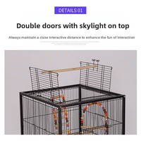 Cage à oiseaux en métal robuste grande capacité pour perroquets, pinsons, canaris, calopsites avec plateau en plastique et base roulante pour usage intérieur