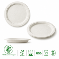 Assiette ronde jetable en bagasse de 8 pouces, écologique, pour le service quotidien et les événements en extérieur
