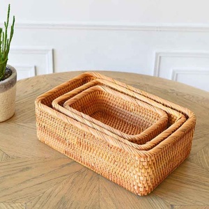 Handmade Woven Large Black Gray Laundry Hamper Easter Cane gift Baskets organizer Box Square Storage Basket