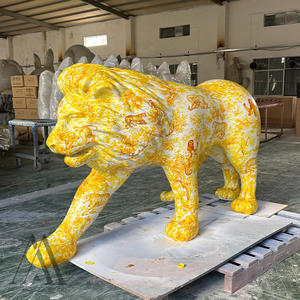 Escultura de León, Leopardo y Tigre Pintada en Rosa, de Tamaño Real, Personalizada para Exhibición en <span class=keywords><strong>Entrada</strong></span> de Zoológico <span class=keywords><strong>al</strong></span> Aire Libre en Centro Comercial de Lujo - Product Image 5