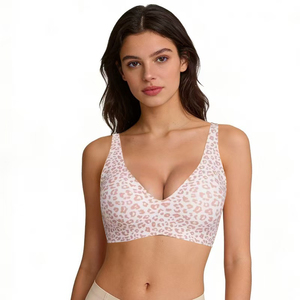 Новый дизайн: бюстгальтер из мягкого латекса с леопардовым принтом без косточек и удобное нижнее белье больших размеров от фабричного производителя. - Product Image 3