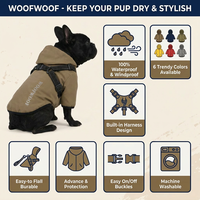 Imperméable pour chien classique d'hiver en polyester imperméable à l'eau et respectueux de l'environnement avec imprimé animal