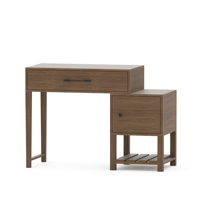 Ensemble de chambre à coucher rustique moderne 4 pièces Bureau Commode Chevets - Meubles de rangement personnalisables pour hôtel Utilisation domestique (Matériau MDF brun)