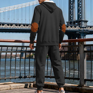 ชุดเสื้อฮู้ดผู้ชายแบบครอสบอร์เดอร์ สำหรับฤดูใบไม้ร่วงและฤดูหนาว ชุดลำลองถักนิตติ้งลายแจ็คการ์ด ชุดสองชิ้นสำหรับใส่ในชีวิตประจำวัน - Product Image 2