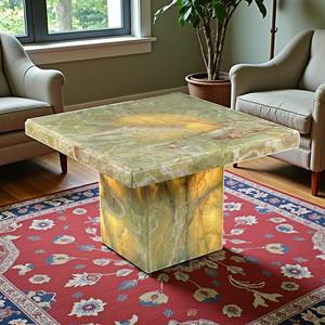 Square Green Onyx Stone Coffee and Nesting <b>Table</b> <b>Top</b> Indian Crafts Wholesale Modern Natural Agate <b>Bedside</b> Counter Desk Furniture - Product Image 2