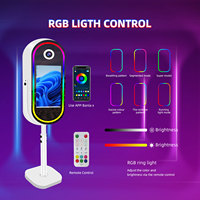Cabina de Fotos con Espejo Mágico Ovalado Grande, Pantalla Táctil, Control Remoto, Tiras de Luces RGB, Espejo Portátil para Selfies