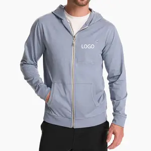 OEM Custom Athletic Quick Dry Plain Sweatshirt Jacket Full Zip Up Hoodie With Side Pockets For Men
