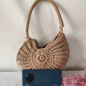 Borsa di Lusso all'<span class=keywords><strong>Uncinetto</strong></span> Fatta a Mano da Donna a Conchiglia di Mare Borsa a <span class=keywords><strong>Tracolla</strong></span> Messenger con Squisita Catena di Perle Borse alla Moda - Product Image 5