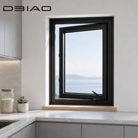 Ventana Abatible de Aluminio con Manivela, Vidrio Templado de Doble Panel Insonorizado, Diseño Moderno para Uso Doméstico