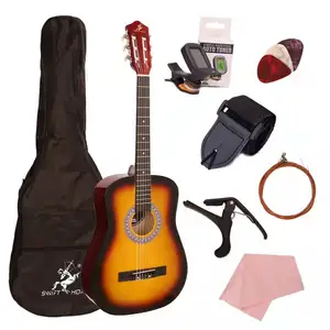 Guitare classique de 38 pouces avec Linden, accessoires de guitare classique bon marché, vente en gros, chine