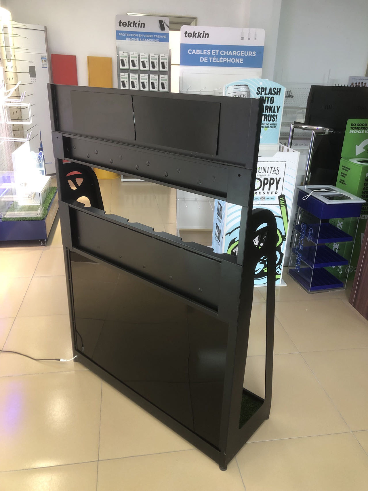 Heavy Duty Multi-functional Golf Club & Pole Display Rack with Square Metallic Shelf for Supermarket Retail Stores — view 6