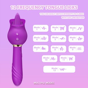Vibromasseur en forme de rose avec ventouse et fonction de léchage pour stimulation clitoridienne et du point G chez la femme - Product Image 5