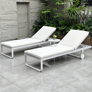 Chaise longue d'extérieur en aluminium Portable coussins lavables amovibles pour cour hôtel chaises longues escalier salon - Product Image 4
