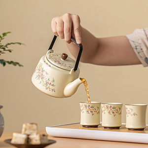 ชุดกาน้ำชาดอกวิสทีเรียพร้อมถ้วยชาแบบขายส่ง ชุดน้ำชาเตาเผา Ru ชุดน้ำชาจีน กล่องของขวัญ - Product Image 4