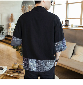 Teyanike — Cardigan léger à sept manches pour hommes, <span class=keywords><strong>veste</strong></span> <span class=keywords><strong>Kimono</strong></span> décontractée, Style <span class=keywords><strong>japonais</strong></span>, avec grue volante, ouvert sur le devant - Product Image 5