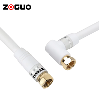Cable Coaxial Cat5e Portátil Personalizable con Certificación RoHS de la Marca ZOGUO, Conector Tipo F en Ángulo, Cable de Comunicación Triple