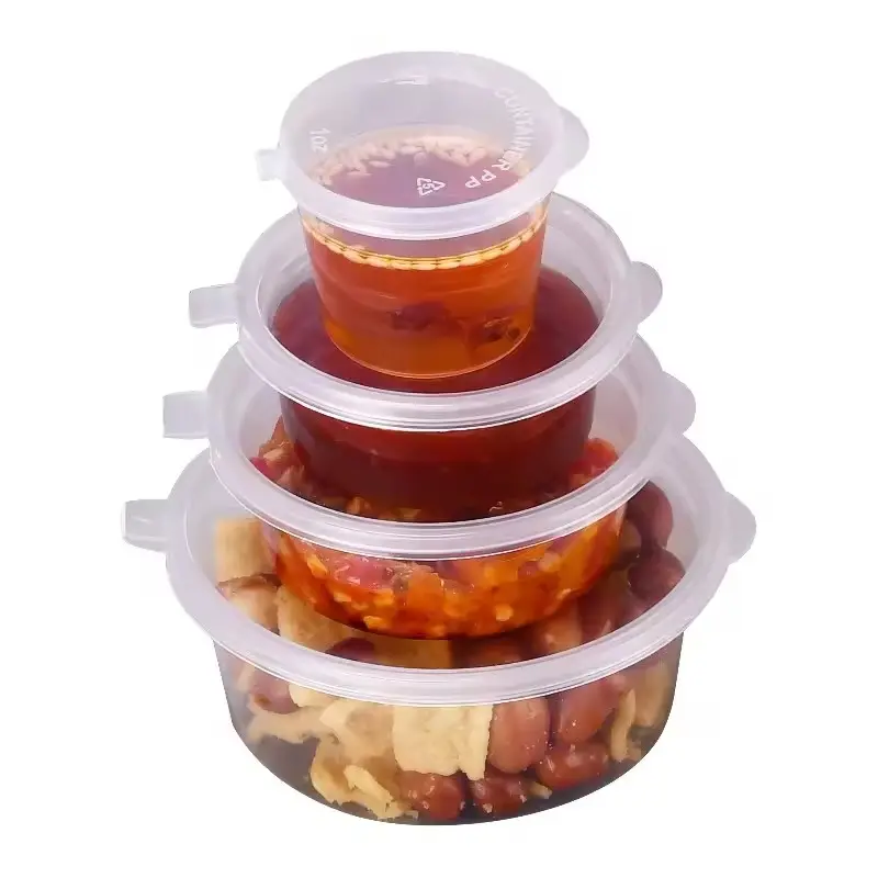 Copos de porção transparente PP 1oz 2oz 4oz 5oz 6oz 7oz 8oz caixas de molho plástico para retirar recipientes de alimentos descartáveis