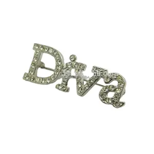 Moda personalizada plata letra Diva broches solapa pines joyería