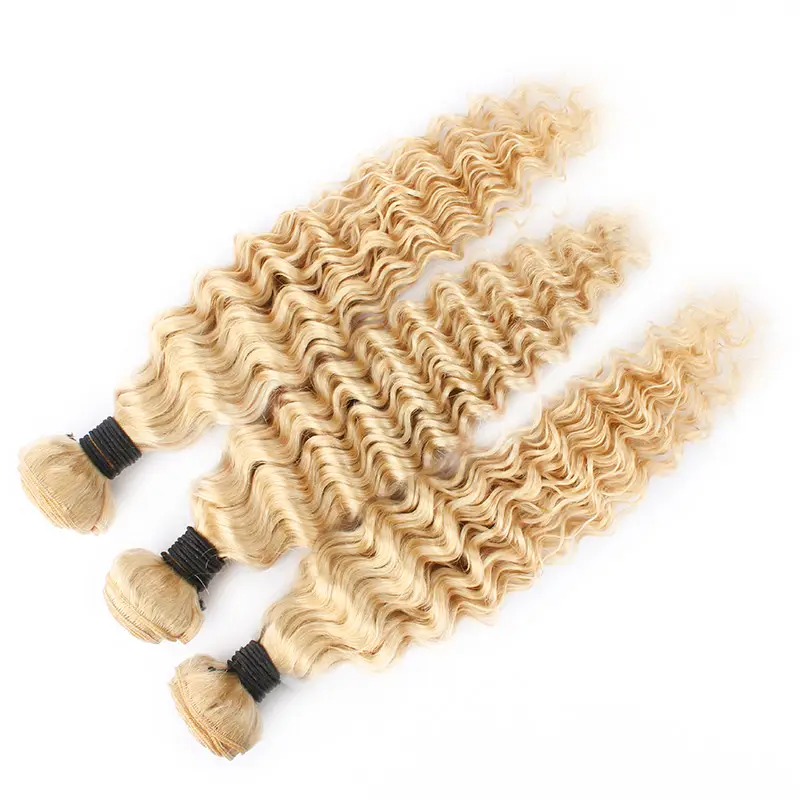 Eurasian burmese 613 colored remy raw virgin cuticle aligned hair extensions blond weaving hair deep curly bundle human hair