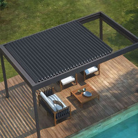 Pérgola de Techo Retráctil Eléctrica Moderna de Aluminio de Lujo Personalizable con Recubrimiento en Polvo, Impermeable, para Exteriores