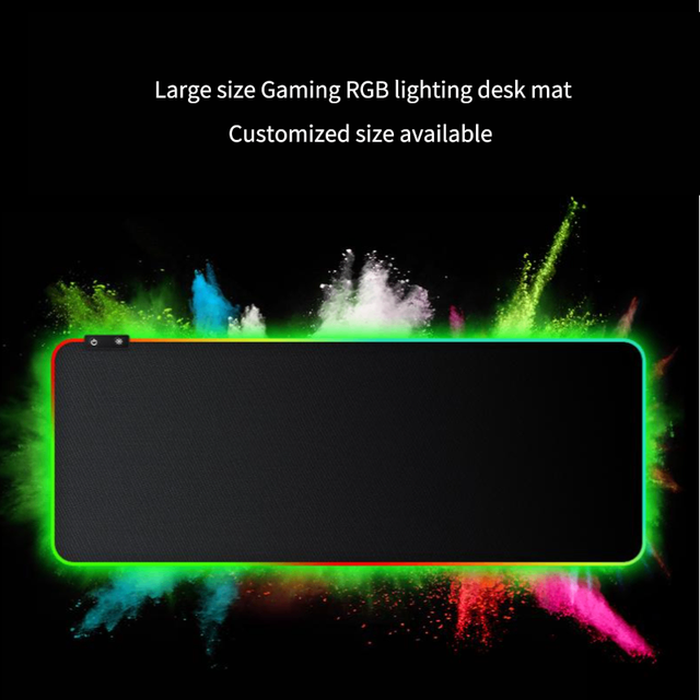 Custom Logo Waterproof Scratch Proof Anti-slip Big Size Radiation Protection RGB LED 14 Modes Gaming Mouse Pad Desk Mat