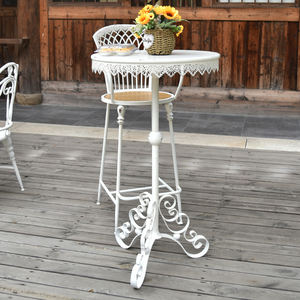 INNOVA European Rustic Style Round White Color Metal High Home <strong>bar</strong> Table Coffee Table for Hotel <strong>Pub</strong> - Product Image 3