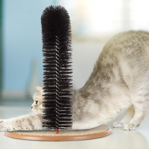 Brosse de toilettage pour chat en forme d'arche, auto-brosseuse, grattoir et masseur, avec base moquettée - Product Image 6