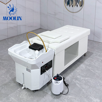 MOOLIN Lit de Spa Japonais Portable pour Salon de Coiffure avec Bac à Shampooing Intégré, Table de Massage et Chaise de Lavage Sans Plomberie