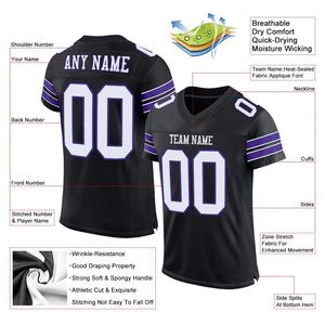 Camiseta de Fútbol Clásica Personalizada en Negro, Blanco y Morado, Estilo Malla, Auténtica - Product Image 2