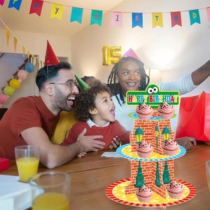 Exhibidor <span class=keywords><strong>de</strong></span> Cupcakes <span class=keywords><strong>de</strong></span> Tres Niveles con Diseño <span class=keywords><strong>de</strong></span> Dibujos Animados y 12 Adornos para Cupcakes, Suministros para Fiestas <span class=keywords><strong>de</strong></span> Cumpleaños Infantiles - Product Image 4