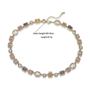 Chaîne ras du cou <span class=keywords><strong>multi</strong></span>-pierres scintillantes 18K bijoux en laiton plaqué or véritable CZ coloré collier de pierres précieuses arc-en-ciel pour femmes hommes - Product Image 5