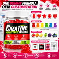 Gummies de créatine monohydrate à marque privée OEM pour femmes, favorisant la croissance musculaire et la force, certifiées CGMP, Halal, HACCP