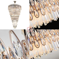 Lustre nordique moderne de luxe à LED en cristal pour hôtels, escaliers, mariage, salon, grandes lampes suspendues de 90 pouces avec plafond en verre