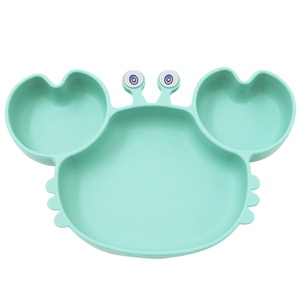 Plato de succión con temática animal y divisor para bebés y niños pequeños, plato de cangrejo de silicona de alta calidad, seguro y duradero - Product Image 1