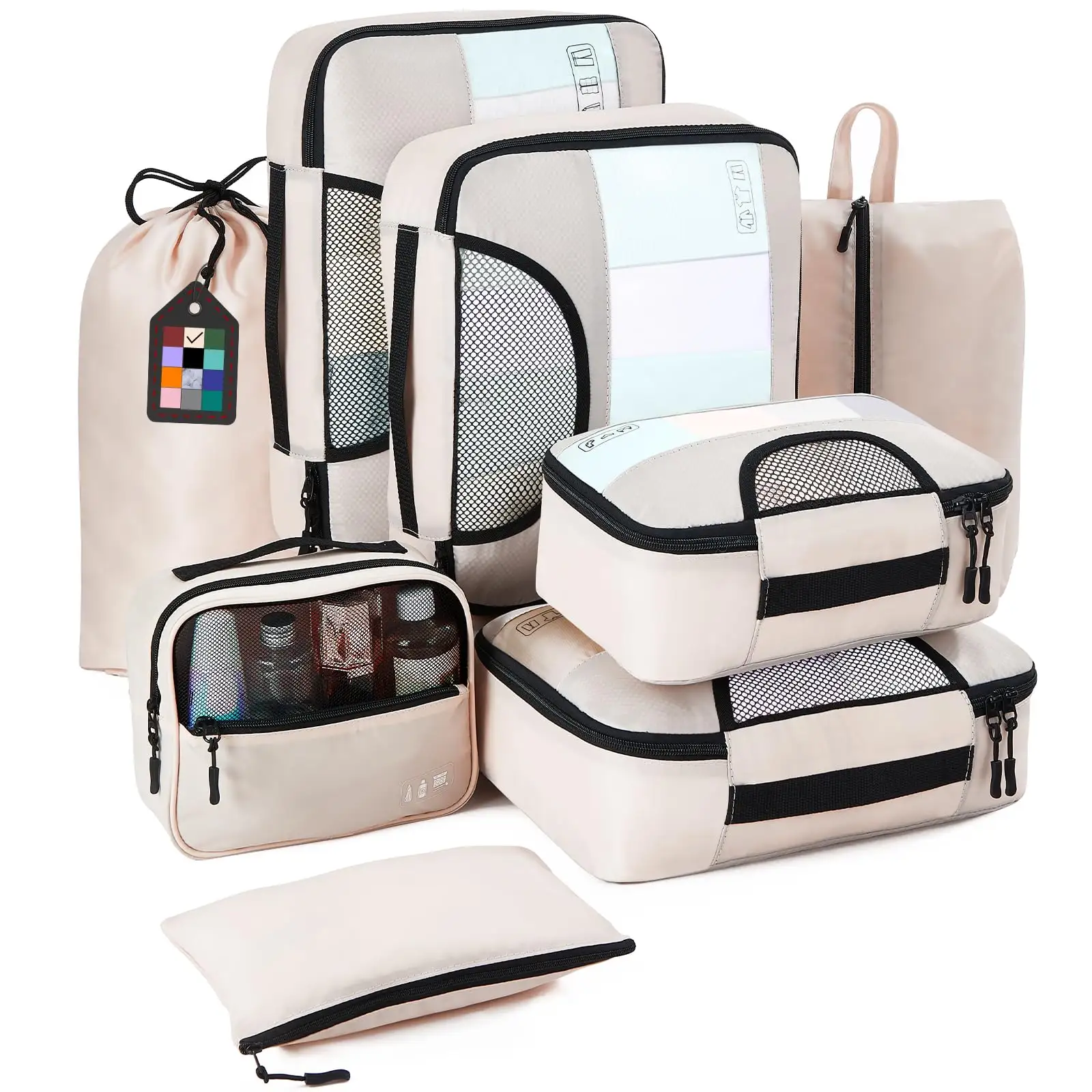 Dichos tas penyimpanan kosmetik, 8 Set kubus kemasan untuk koper dengan Logo kustom modis