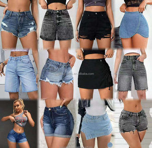 Shorts de Mezclilla Azules Casuales de Verano para <span class=keywords><strong>Mujer</strong></span>, Corte Recto, Cintura Alta, con Gran Elasticidad, Técnica Lavada, para Chicas de Talla Grande - Product Image 3