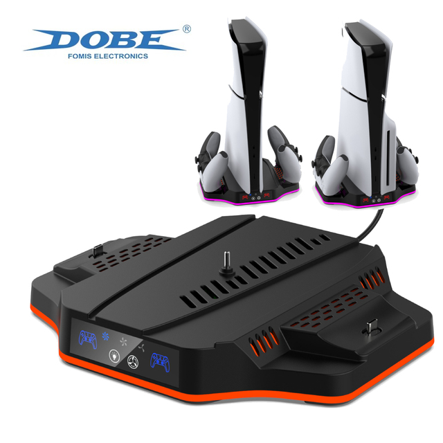 DOBE Wholesale TP5-3583 PS5 RGB Cooling Fan Charging Station Game Accessories Charging Dock Stand for PS5 Slim/Pro