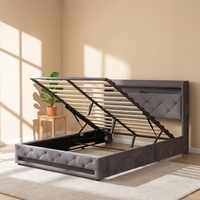 Willsoon - Base de Cama Moderna de Lujo con Cabecera Tapizada Doble, Tamaño Queen y Super King, en Terciopelo, para Muebles de Dormitorio
