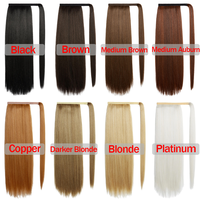 SOKU postiche synthétique noir naturel de 26 pouces pour les femmes Clip-in Extension de queue de cheval Wrap avec Style Yaki pour les cheveux longs et raides