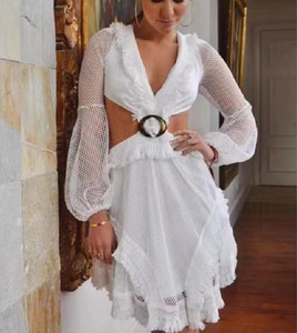 <span class=keywords><strong>Robe</strong></span> de plage <span class=keywords><strong>longue</strong></span> à col en V pour femmes, style Boho, collection printemps et été, dos nu, style bohémien, tenue de soirée, manches longues, 2022 - Product Image 6