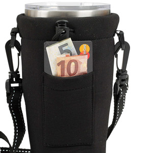 Soporte para vaso con correa de mano, 30oz Tazas de café de acero inoxidable, aislamiento de viaje, manga negra de Neopreno - Product Image 4