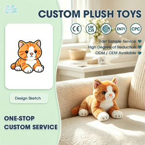 Peluche chat gingembre personnalisée de haute qualité, jouet en peluche doux pour la décoration, OEM ODM, cadeau personnalisé pour chaton - Product Image 1