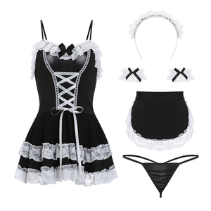 Lingerie donna tentazione Sexy dolce cameriera con rifiniture in pizzo e seta al latte camicia da notte di ruolo serva ragazza uniforme abito 2705 - Product Image 3