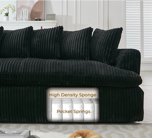 84" Chenille Convertible Modern <b>Sofa</b> Loveseat Deep Seat 2 Throw Pillows Memory Foam Living Room Apartment <b>Office</b> Lounge-Black - Product Image 4