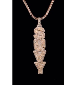 EICY JEWELS Fine Custom Name Pendant VVS Diamond 14K Rose Gold Plated Emerald Cut Brilliant Cut Hip Hop Unisex Jewelry - Product Image 5