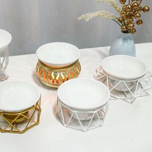 Metal Frame Essential Aroma Oil <b>Candle</b> Burner Ceramic Oil Burner Wax Melt <b>Warmer</b> Delicate Incense Burner - Product Image 3