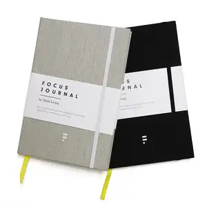Hard cover kertas rami daur ulang katun buatan tangan alami tepi legging kertas notebook