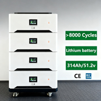 Batterie LiFePO4 empilable 48V/51.2V 10-20KWh IP65 avec communication CAN, système de stockage d'énergie domestique pour panneaux solaires